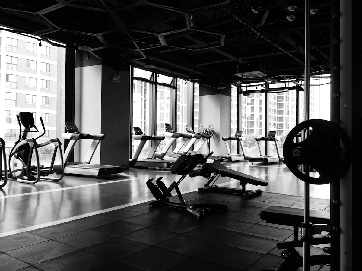 Open gym floor with weights and cardio